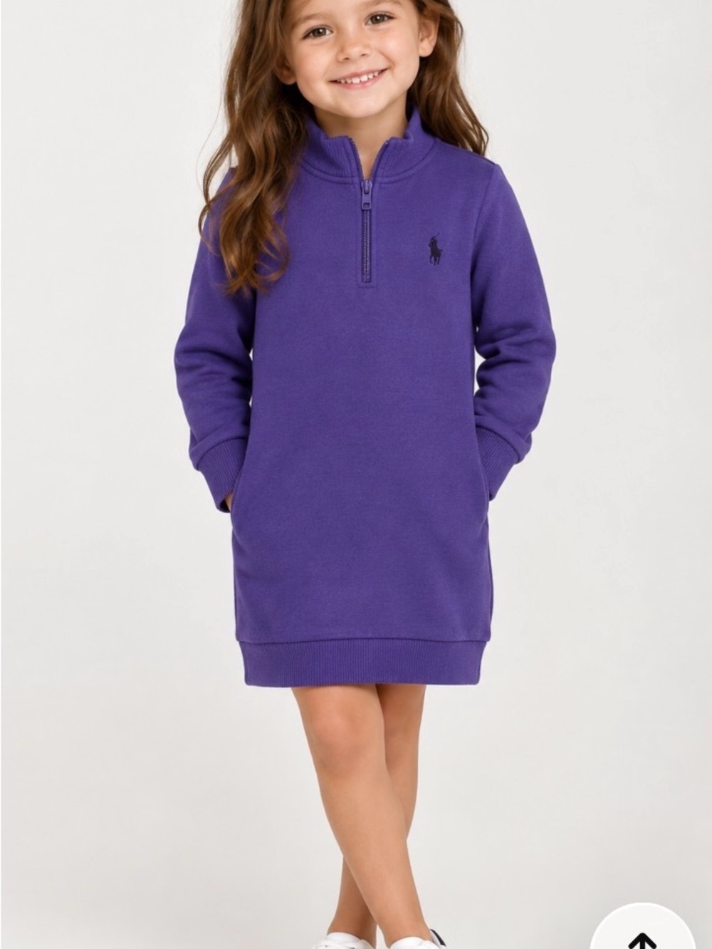 Ralph Lauren Girls' Purple Half-Zip Sweatshirt Dress size 4/5 like new!